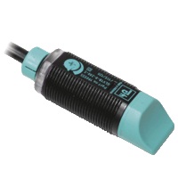 Pepperl&plus;Fuchs Photoelectric Sensor; Diffuse; 18mm Barrel - Short; 50-200mm Range; 10-30VDC; 2PNP; LO/DO Configurable; 2m Potted Cable